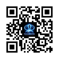 QR code featuring electromagnetic fields graphic