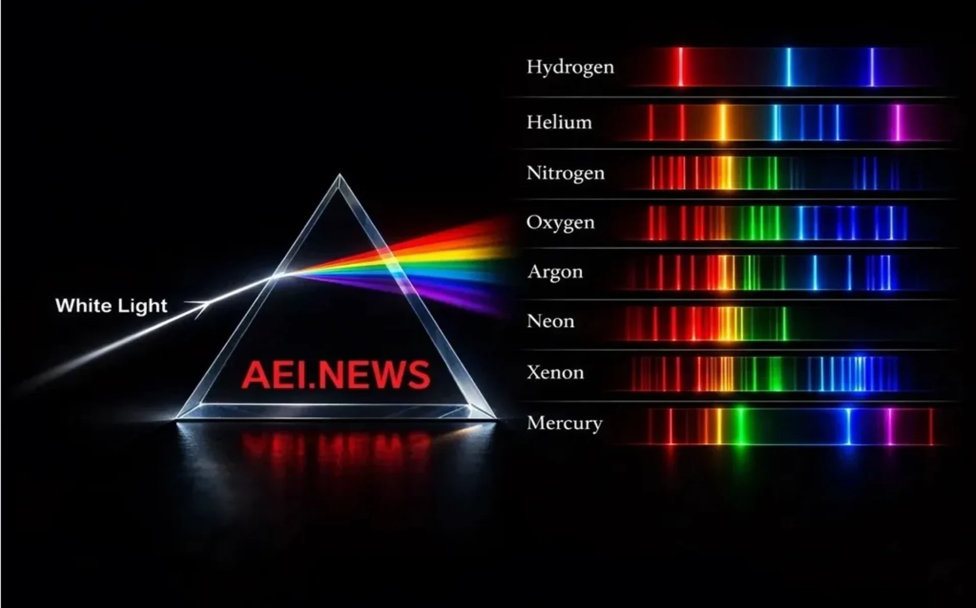 Prism dispersing light into spectrum colors